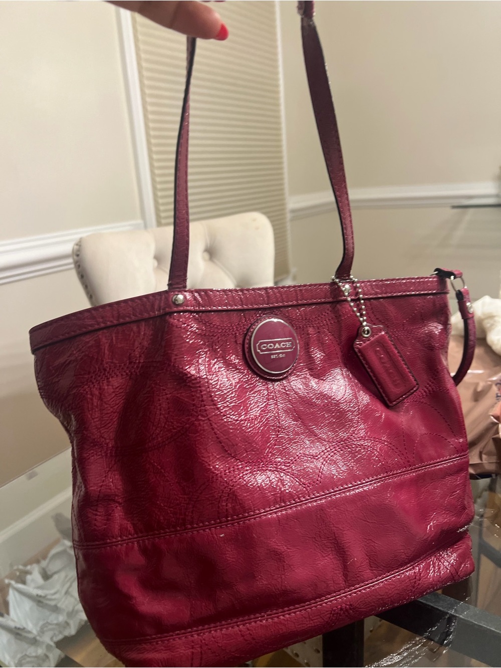 Coach Women’s Burgundy Leather Tote Bag